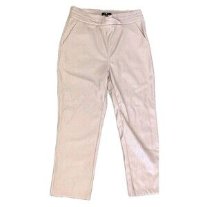 7 For All Mankind Women High Rise Faux Leather Pants Sz large Tan Crisscross New